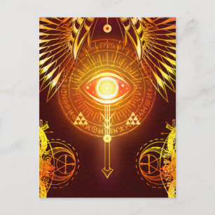 Dark Mystical Eye of Eternity Occult Symbol Red Postcard
