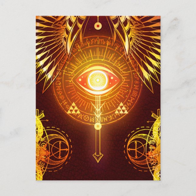 Dark Mystical Eye of Eternity Occult Symbol Red Postcard (Front)