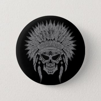 Dark Native Skull Button by JeffBartels at Zazzle