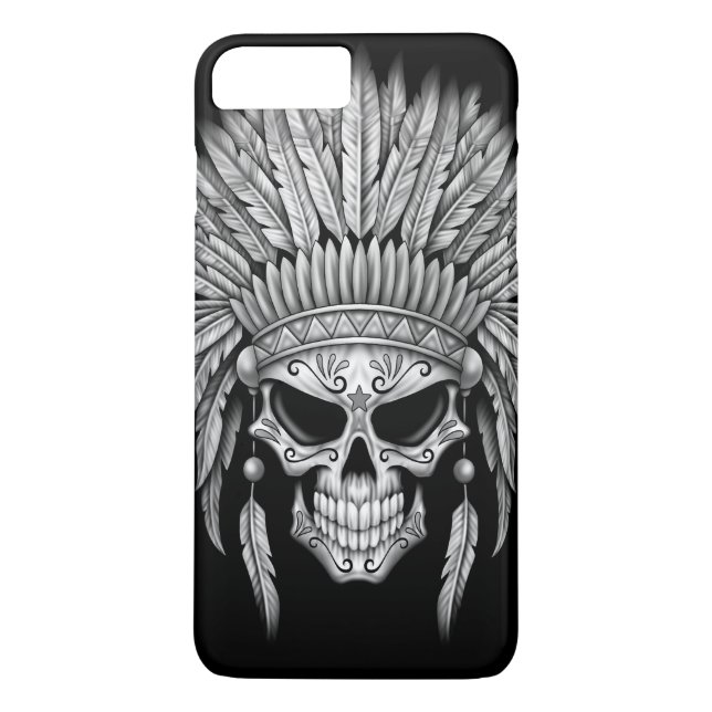 Dark Native Sugar Skull with Headdress Case-Mate iPhone Case (Back)