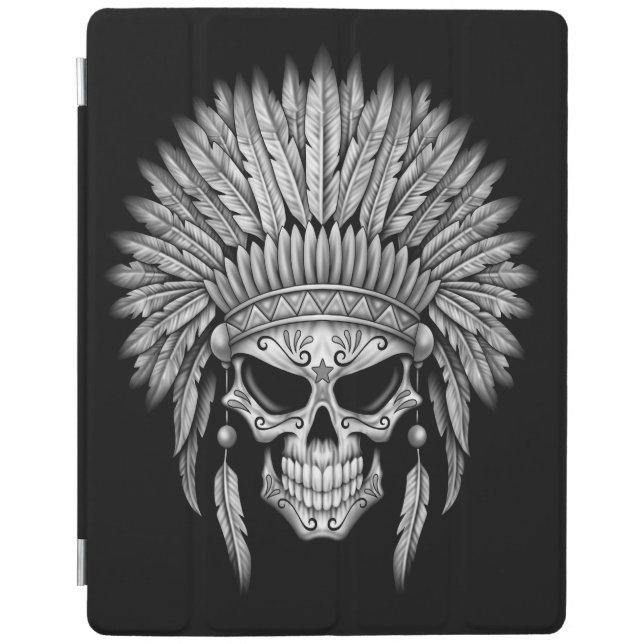 Dark Native Sugar Skull with Headdress iPad Smart Cover (Front)