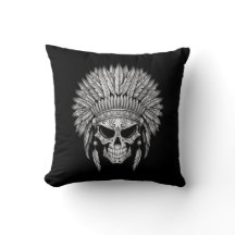 Dark Native Sugar Skull with Headdress