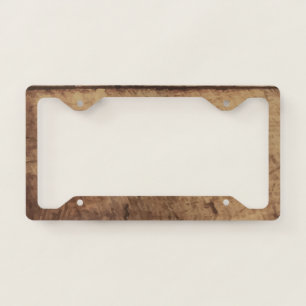 Dark Natural Wood Panel License Plate Frame