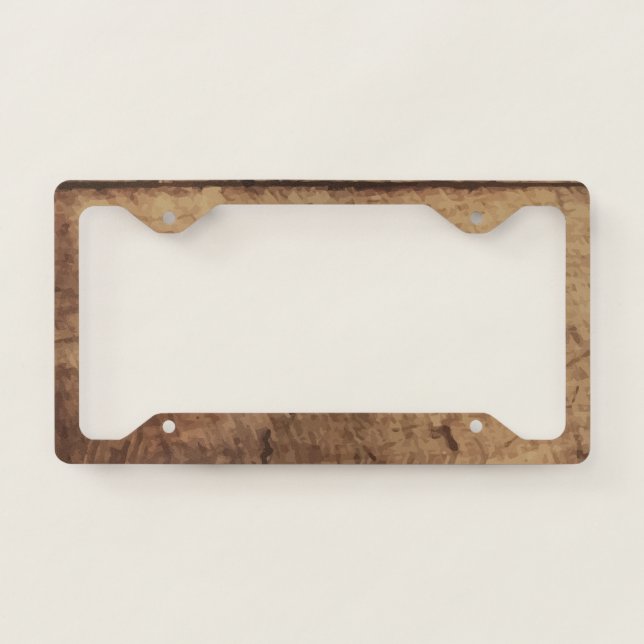 Dark  Natural Wood Panel License Plate Frame (Front)