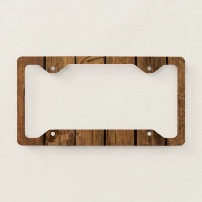 Dark  Natural Wood Panel License Plate Frame (Front)