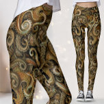 Dark Naturalist Kraken | Vintage Octopus Curio Leggings<br><div class="desc">Unearth the secrets of the deep with our "Naturalist Kraken" leggings. This intricate design is a tribute to the legendary 19th-century marine studies of Ernst Haeckel. Featuring a meticulously layered "decoupage" of vintage octopus tentacles, the palette is a sophisticated blend of earthy ochre, deep olive, and sepia tones. It captures...</div>