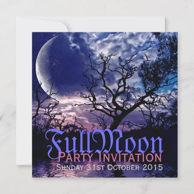 Dark Nature Full Moon Halloween Party Invitations | Zazzle