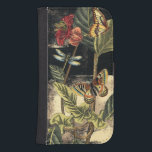 Dark Nature Scene by Vision Studio Phone Wallet<br><div class="desc">This dark nature scene shows a couple of butterflies and a dragonfly congregating above deep green leaves and a beautiful flower. You can almost hear the beating of wings as you study the piece. If you enjoy nature you'll enjoy this painting. Buy your copy today!</div>