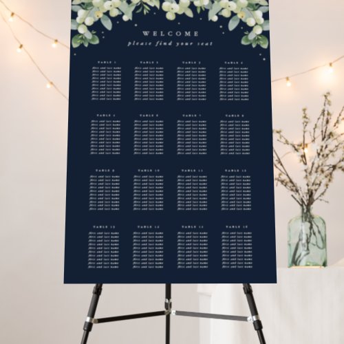 Dark Navy 16 Tables of 10 Wedding Seating Chart Foam Board