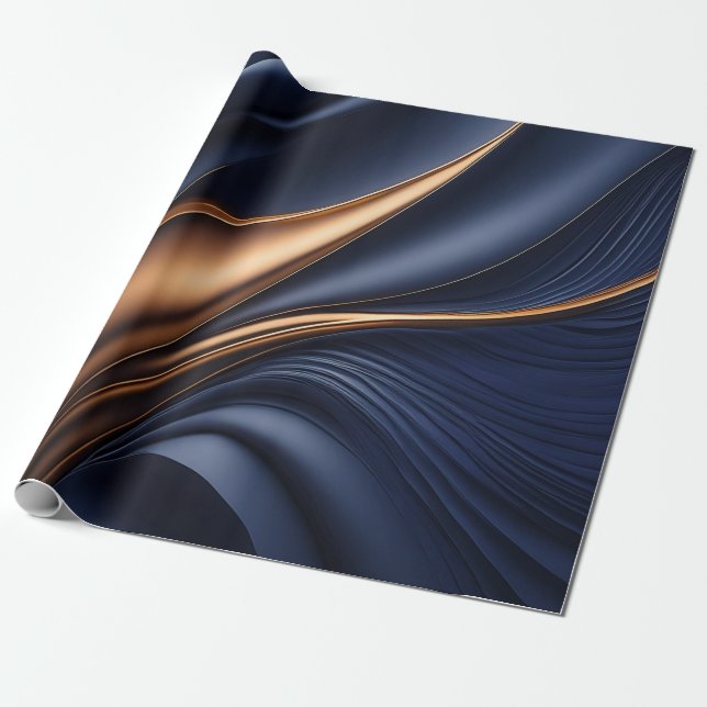 Dark navy and bronze mate wrapping paper  (Unrolled)