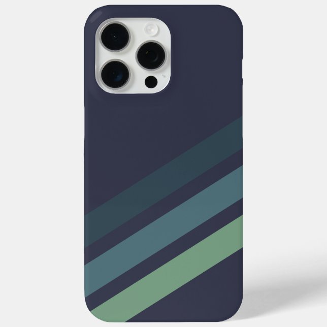 Dark Navy and Green Diagonal Stripes Case-Mate iPhone Case (Back)