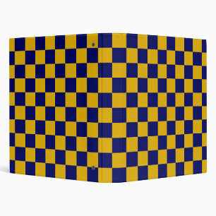Dark Navy and Mustard Yellow Checkerboard 3 Ring Binder