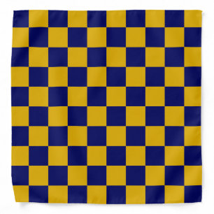 Dark Navy and Mustard Yellow Checkerboard Bandana