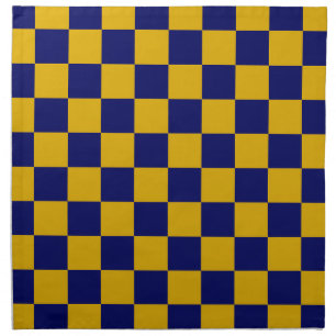 Dark Navy and Mustard Yellow Checkerboard Cloth Napkin