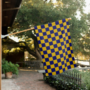 Dark Navy and Mustard Yellow Checkerboard House Flag