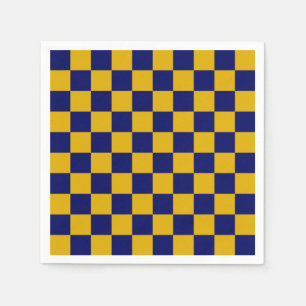Dark Navy and Mustard Yellow Checkerboard Napkins