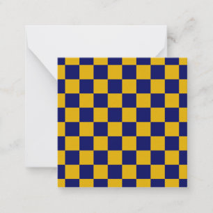 Dark Navy and Mustard Yellow Checkerboard Note Card