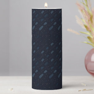 Dark Navy Blue Abstract Pattern Pillar Candle