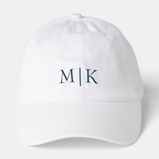 Dark Navy Blue and White | Modern Monogram Hat (Front)