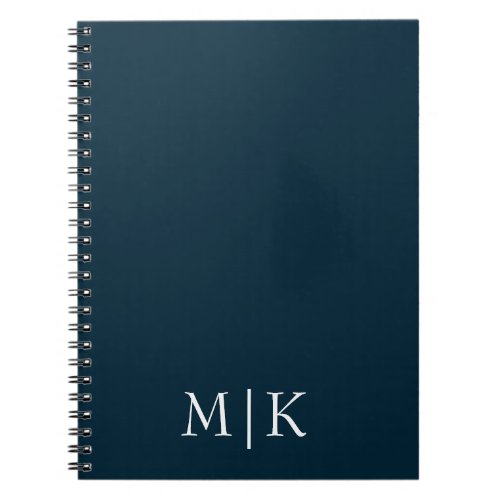 Dark Navy Blue and White  Modern Monogram Notebook