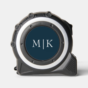 Dark Navy Blue and White   Modern Monogram Tape Measure