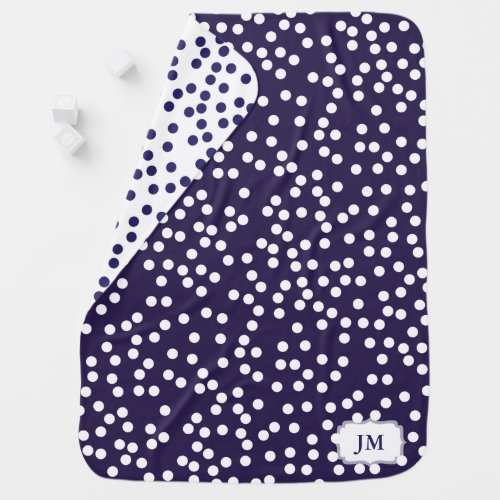 Dark Navy Blue and White Polka Dot Pattern Baby Swaddle Blanket