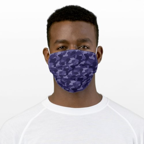 Dark Navy Blue Camouflage Military Style Adult Cloth Face Mask