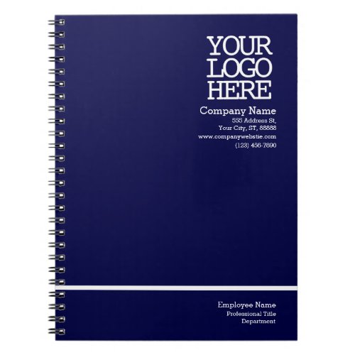 Dark Navy Blue Company Logo  Employee Name Notebook