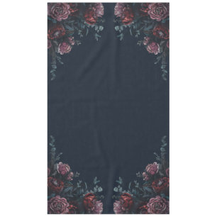 Dark Navy Blue Floral Elegant Wedding Maroon Mauve Tablecloth