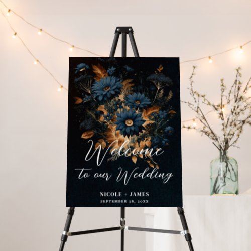 Dark Navy Blue  Gold Rustic Glam Boho Wedding  Foam Board