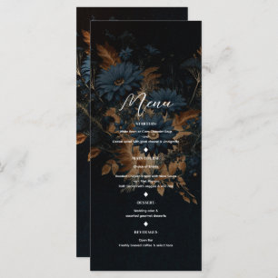 Dark Navy Blue Gold Rustic Glam Boho Wedding Menu