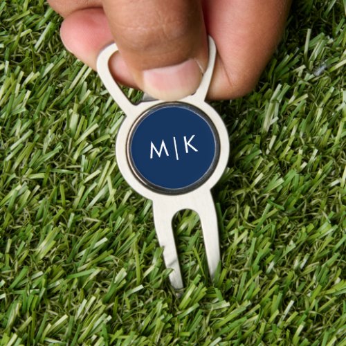 Dark Navy Blue  Modern Monogram Divot Tool