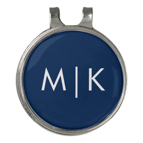 Dark Navy Blue  Modern Monogram Golf Hat Clip