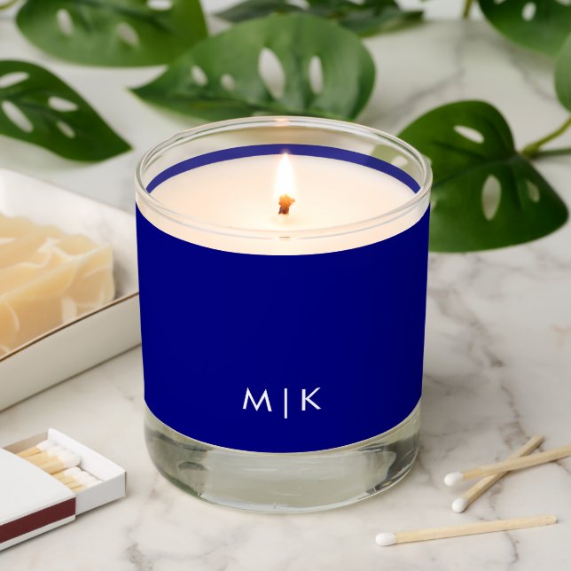 Dark Navy Blue | Modern Monogram Scented Candle (Lit)