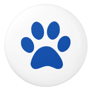 Dark Navy Blue Paw Print pawprint Ceramic Knob