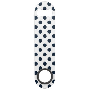 Dark navy blue polka dots bar key