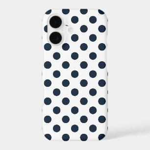 Dark navy blue polka dots iPhone 17 case