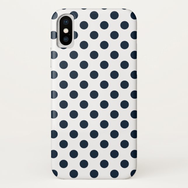 Dark navy blue polka dots Case-Mate iPhone case (Back)