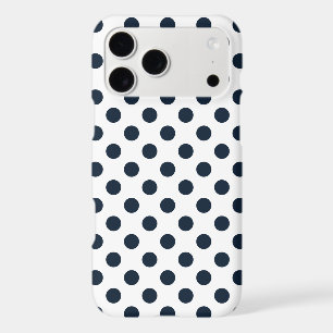 Dark navy blue polka dots iPhone 17 pro max case
