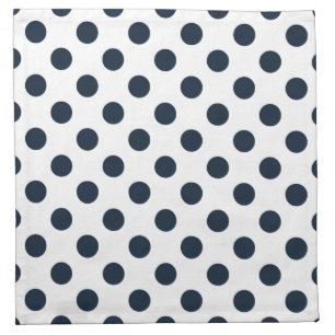 Dark navy blue polka dots cloth napkin