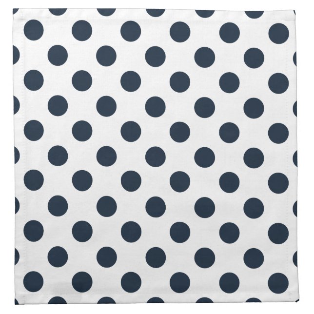 Dark navy blue polka dots cloth napkin (Front)