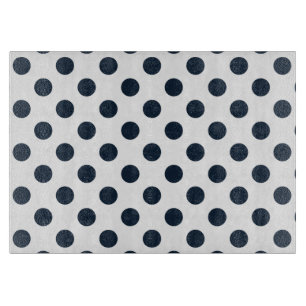 Dark navy blue polka dots cutting board