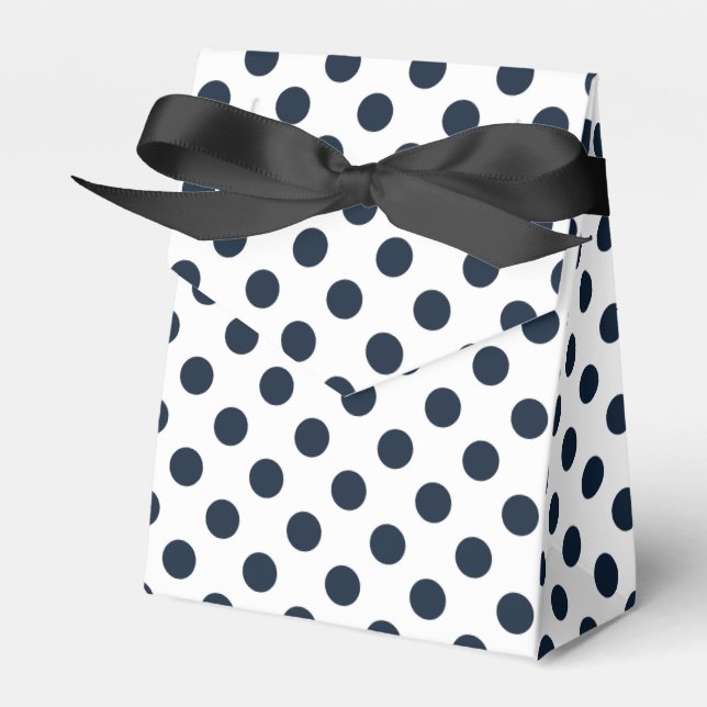 Dark navy blue polka dots favor boxes (Front Side)