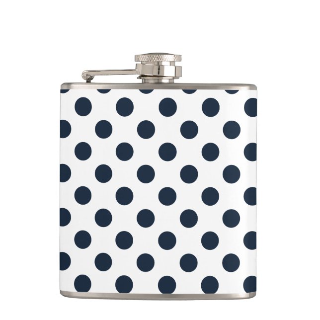 Dark navy blue polka dots flask (Front)