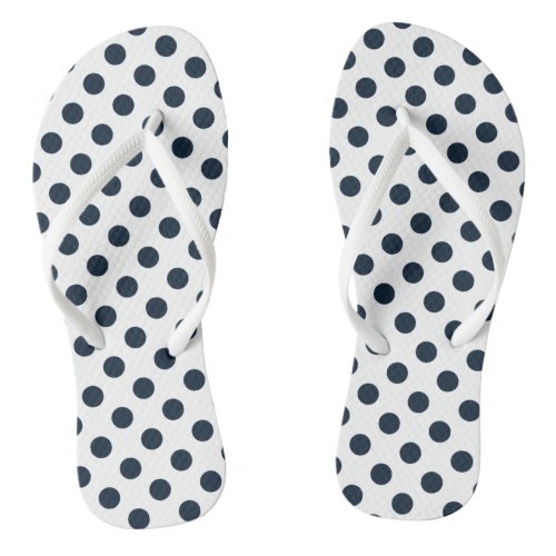 Dark navy blue polka dots flip flops