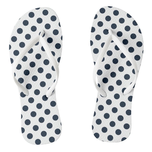 Dark navy blue polka dots flip flops (Footbed)