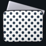 Dark navy blue polka dots laptop sleeve<br><div class="desc">Dark navy blue polka dots on white background</div>