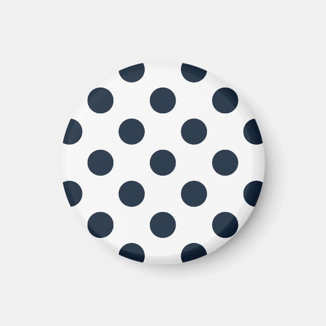 Dark navy blue polka dots magnet (Front)