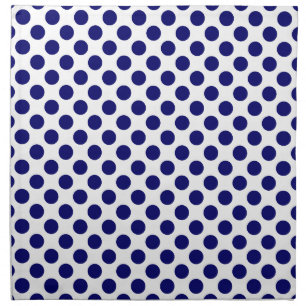 Dark Navy Blue Polka Dots on White Napkin