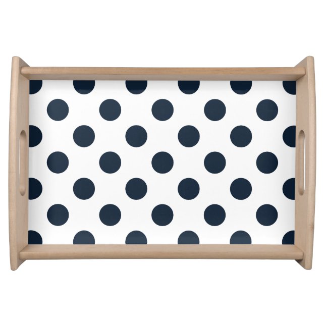 Dark navy blue polka dots serving tray (Front)